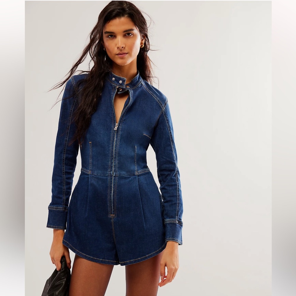 NWOT- Free People - We The Free - On The Run Moto Romper